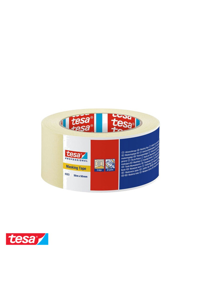 Tesa Bandă de mascare, hârtie creponată fină cu adeziv cauciucat, 50m x 50mm,...