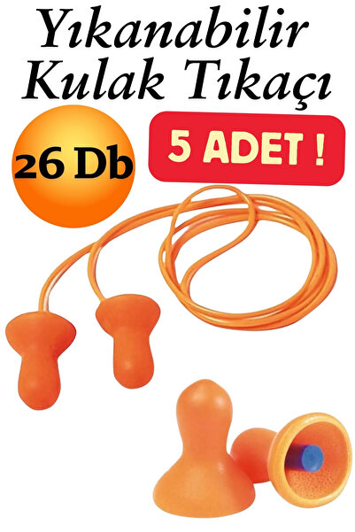 KAYRA LEATHER CRAFT (5 ADET) Kulak Tıkacı 26 Db Yıkanabilir Ipli Tıkaç Gürült...