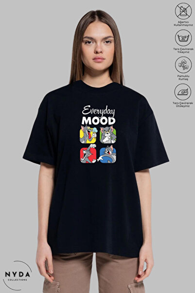 Nyda Collections Unisex Crew Neck Tom Printed Cotton Oversize Short Sleeve T-...