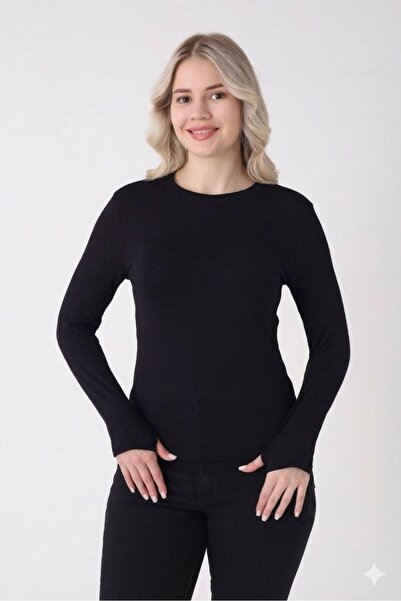 Altınay 2 Pieces Women's Fingerless Long Sleeve Basic Bodysuit Cotton Lycra