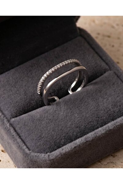 Portakal Esintisi Celinea Inlaid Zircon Stone Double-Looking Adjustable Ring