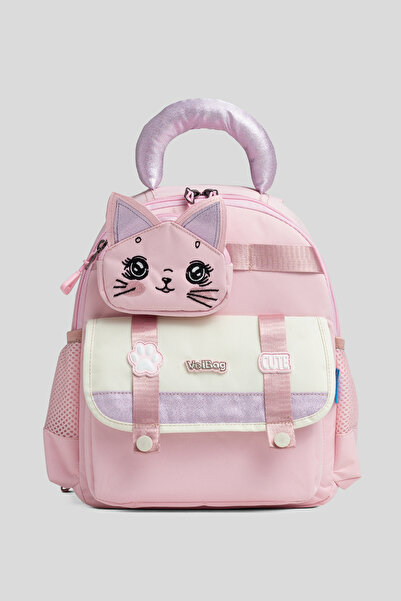 VEIBAG Bimboo 4 Bölmeli Kedi Detaylı Anaokulu Çantası - Matara Cepli ve Konfo...