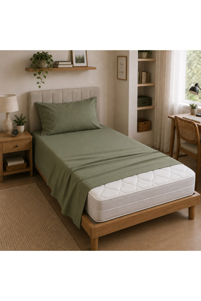 MundoLindo Single Non-Elastic Sheet Set 100% Cotton 160X240 cm Pillowcase Inc...