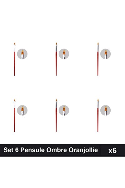 NAİLS Set 6 Pensule Gel Ombre Oranjollie, Manichiură Profesională, Aplicare G...