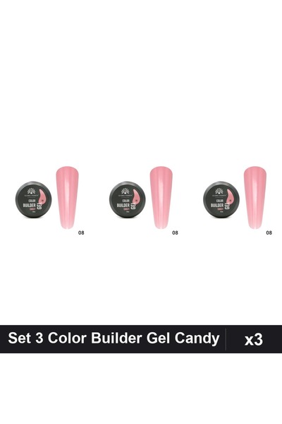 global fashion Set 3 Color Builder Gel UV 15g Nr.08 Candy, Constructie Unghii
