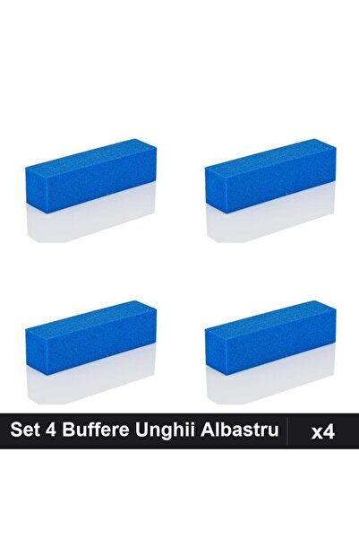 NAİLS Set 4 Buffere Unghii Albastru, Șlefuire și Polisare Manichiură Profesio...