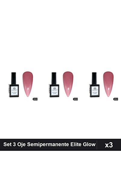 global fashion Set 3 Oje Semipermanente Elite Glow 15ml, Gel Polish UV/LED