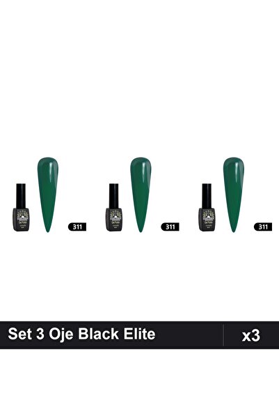 global fashion Set 3 Oje Semipermanente Black Elite 8ml, Nuanță 311, Manichiu...