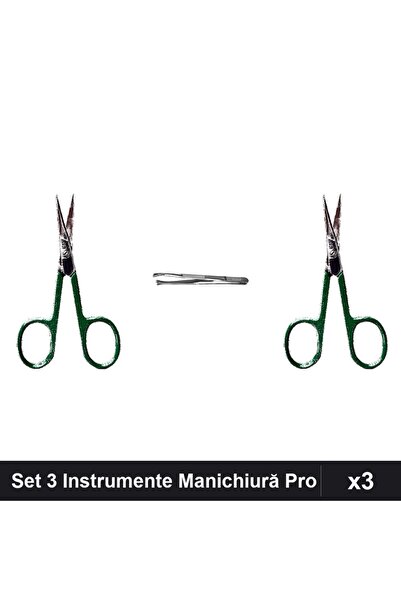 One Group Set 3 Instrumente Manichiură Profesională - Foarfecă Cuticule, Ungh...