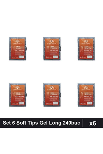 global fashion Set 6 Soft Tips Gel Long 240 Bucati, Tipsuri Unghii Manichiura...