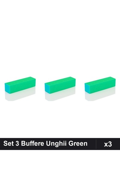 FSM Set 3 Buffere Unghii Green, Pafraj Manichiura Profesională, Luciu și Nete...
