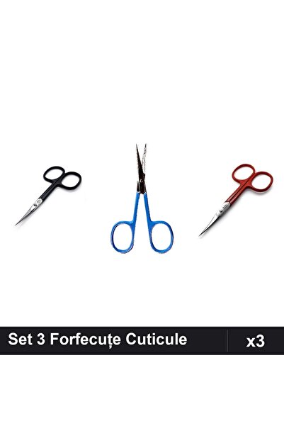 One Group Set 3 Forfecuțe Profesionale Cuticule One Group, Negru Roșu, Manich...