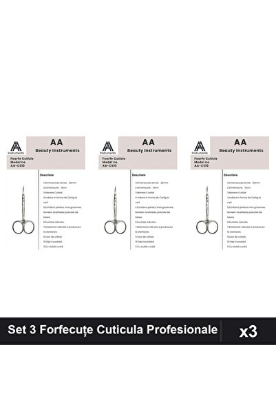 Makeup Set 3 Forfecuțe Profesionale Cuticula AlAlzee AA-CS10, Clești Unghiere