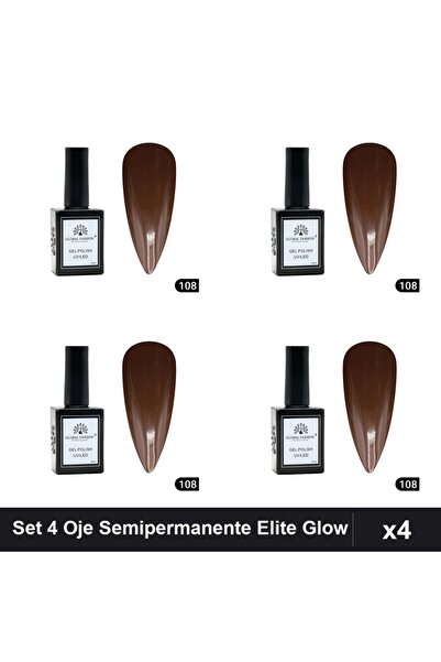 global fashion Set 4 Oje Semipermanente Elite Glow 15ml, Gel Polish UV/LED