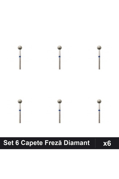 NAİLS Set 6 Capete Freză Diamant NBC Sfera Albastră 5mm, Manichiură Profesională