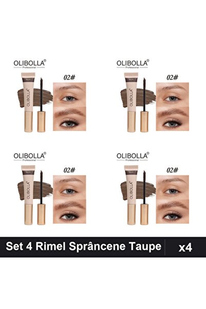 OLİBOLLA Set 4 Rimel Sprâncene #02 Taupe, Nuanță Machiaj Profesional