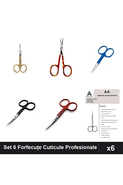 One Group Set 6 Forfecuțe Profesionale Cuticule, Variante Colorate, și AlAlzee
