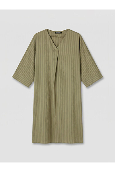 LC Waikiki Nevavm V-Neck Striped Modal Blend Dress with a Difference