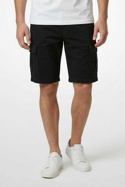 CELIO Men Solid Cargo Shorts, Black