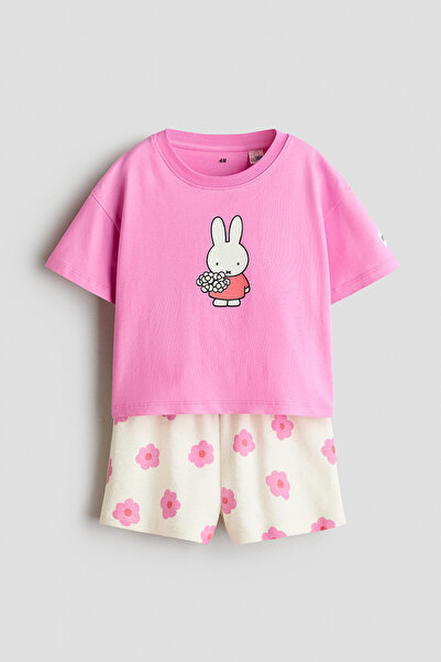 H&M 2 Parçalı Pamuklu ve Baskılı Set