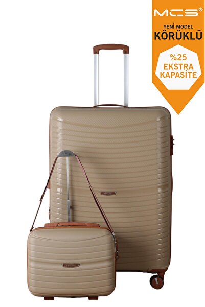 MÇS V379 AURA Y.ÜRETİM PP VALİZ 75 CM + MAKYAJ SİYAH SET