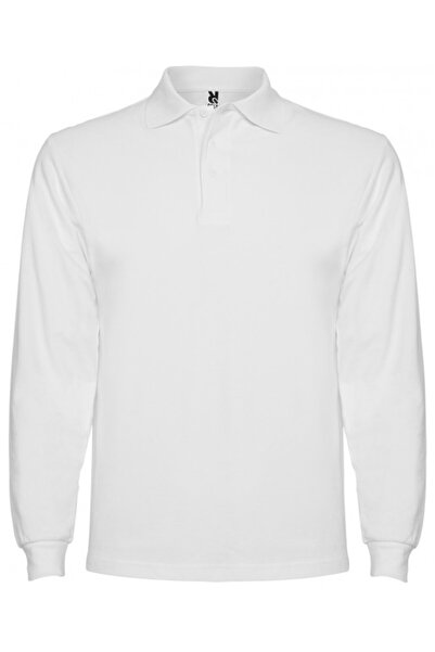 ROLY Tricou polo bărbătesc cu mânecă lungă, 100% bumbac, Estrella, alb