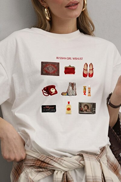 The Champ Clothing Γυναικείο μπλουζάκι Oversize Russian Girl Wishlist με στάμ...