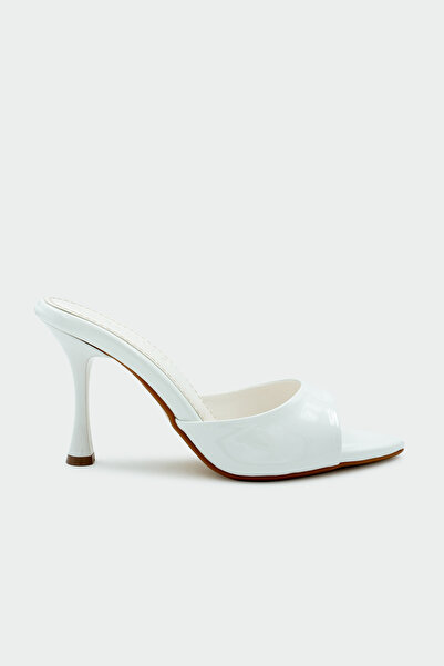 LAMİNTA Sonic Pointed Toe Women's White Heeled Slippers