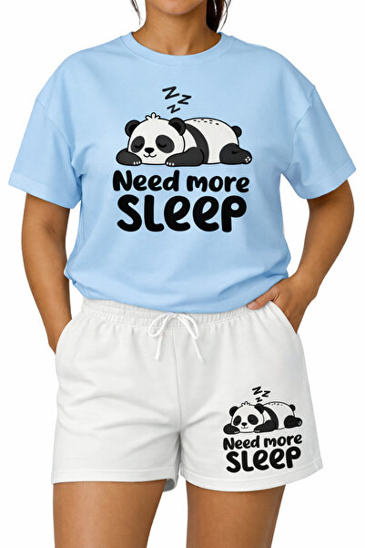 ALEYZA MODA تي شيرت مطبوع عليه عبارة "Panda SLeep" للنساء - قماش قطني مريح بن...