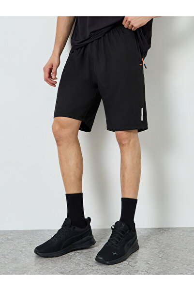 Styli Men Reflector Print Training Shorts with Zipper Pocket