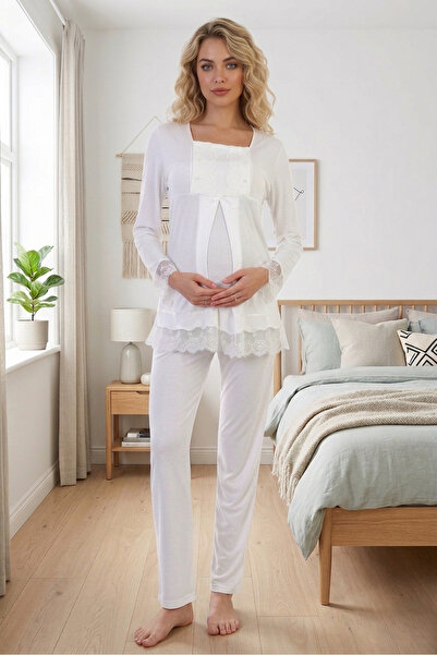 Lohussa New Season Ecru Lace Button Detailed Special Design Long Sleeve 100% ...