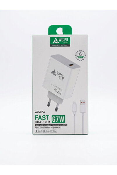 WOPUTECH WOPU WP-C04 67W Hızlı Şarj Adaptörü + USB-C Şarj Kablosu Type-C