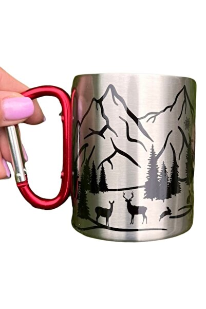 OEM Mug made of stainless steel, double wall, carabiner handle, 240 ml, mount...