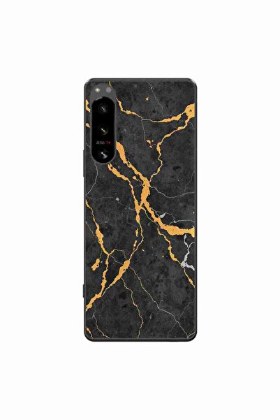 OEM Husa compatibila cu Sony Xperia 5 IV Silicon Gel Tpu Model Noir Gold Marble