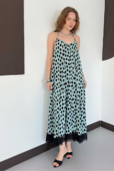 Cistern İstanbul Women's Lace Detailed Polka Dot Dress