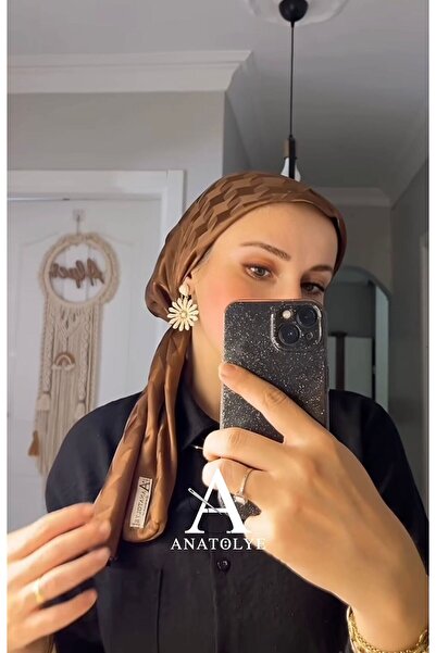 Anatolye Brown Jacquard Scarf Bonnet - Non-Slip Anti-Sweat (Non-Slip)