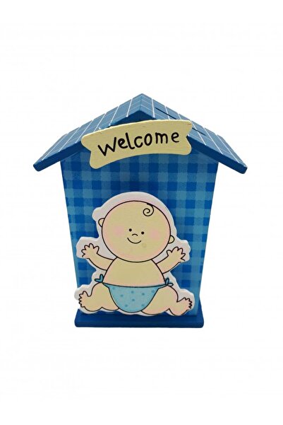 Other Wooden baby piggy bank with paper holder - blue