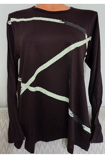 Anne Er Clothing Summer Combed Cotton Blouse Long-Sleeve O-Neck Coffee