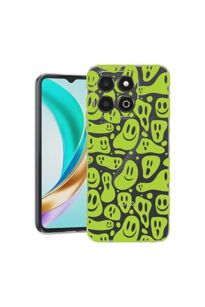 bestcase ¬Æ Husa Clear Slim Silicon Compatibila cu Honor X6c, Green Acid Smil...