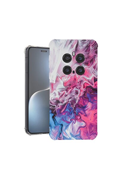 bestcase Калъф за Honor Magic7 Pro, Удароустойчив 1.5ММ, Мраморен розов и син...