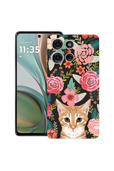 bestcase ¬Æ Husa pentru Motorola Moto G75, Cat and Flowers, Slim Silicon 0.8M...