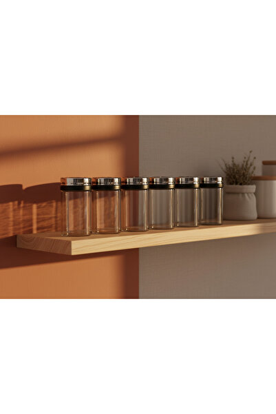 YAZICI 9-Piece Premium Glass Spice Rack Set 380 ml |   Thick Durable Glass Sp...