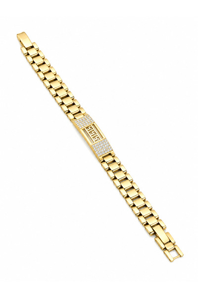 Selay Accessory Steel Bracelet with Gold Stone Detail – Adjustable Modern Wom...