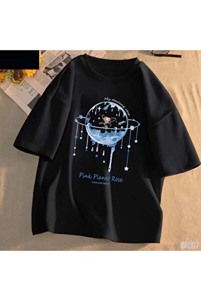 bellanova Oversize Minimalist Graphic Printed Short Sleeve T-Shirt
