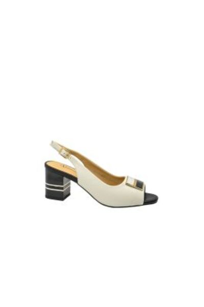 Anna Viotti Elegant cut-out shoes with black-ivory decorative application and...