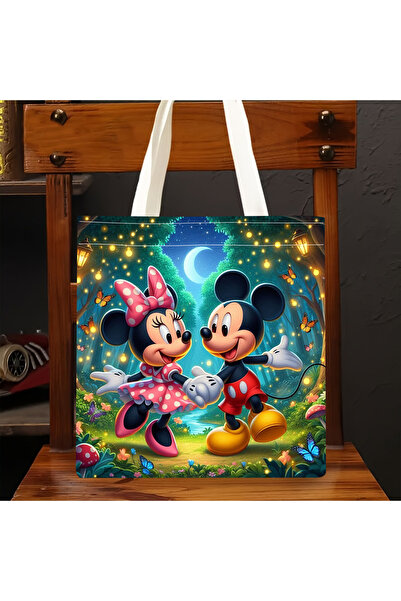 Choice A A 1pc Mickey & Minnie Enchanted Forest Tote Bag,reusable bag for dai...