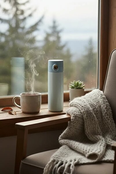 Miniso Lisanslı Flip Top Kapaklı Yalıtımlı Şişe 304 Çelik Sızdırmaz Termos 20...