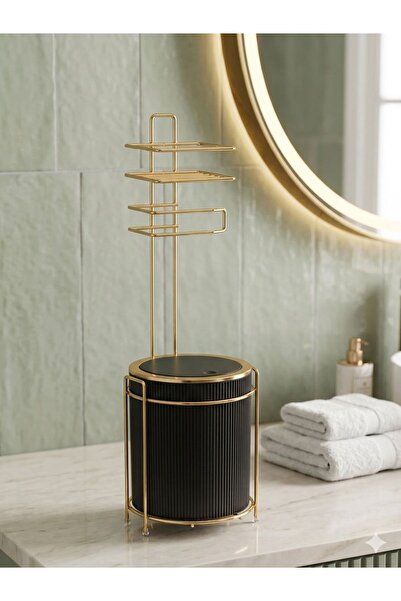 EMFA HOME Luxury Gold Wc Toilet Seat |   Bucket Toilet Paper Holder