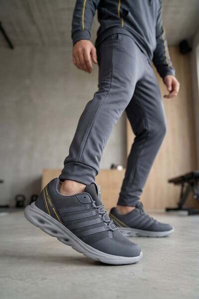 Ayakkabı Fuarı Elit ASPRT4138 Erkek Klasik Sneaker Koyu Gri