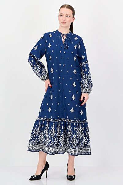 Rufaya Women Allover Print Maxi Dress, Blue